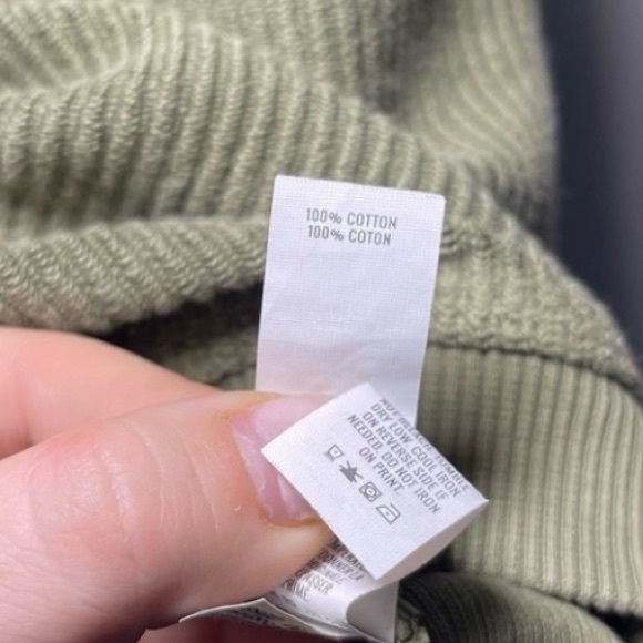 Aerie Olive Green Ribbed Hoodie 100% Cotton Relaxed Fit XS - Oversized - Picture 7 of 9